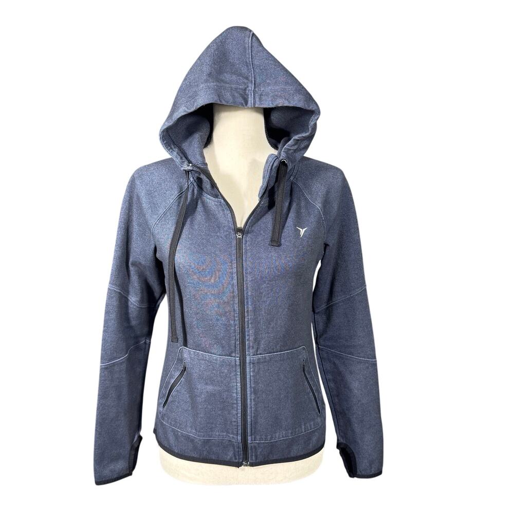 Old Navy Active Semi Fitted Women's XS Blue Go-Warm Tech-Fleece Jacket Hooded‎